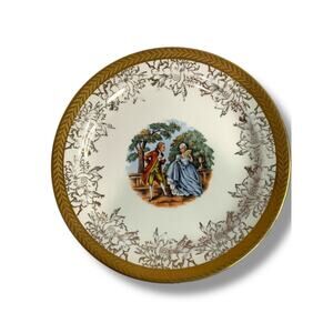 Vintage Taylor Smith Taylor Victorian Couple 6.25" Bread and Butter Plate 22K